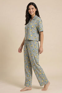 Zivame Minions Knit Cotton Loungewear Set - Ultimate Grey — thumbnail 3